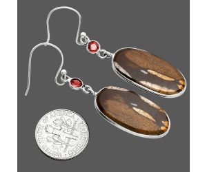 Outback Jasper and Garnet Earrings SDE88597 E-1002, 13x25 mm