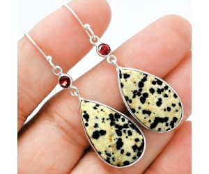 Dalmatian and Garnet Earrings SDE88604 E-1002, 15x25 mm