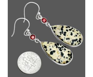 Dalmatian and Garnet Earrings SDE88604 E-1002, 15x25 mm