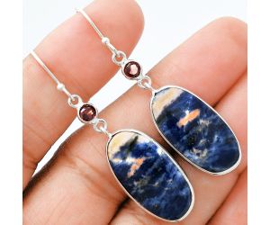 Orange Sodalite and Garnet Earrings SDE88606 E-1002, 12x24 mm