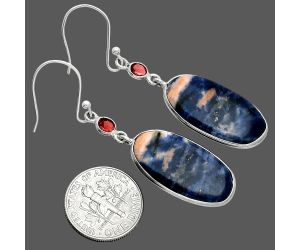 Orange Sodalite and Garnet Earrings SDE88606 E-1002, 12x24 mm