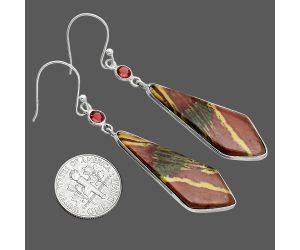 Australian Imperial Jasper and Garnet Earrings SDE88615 E-1002, 13x35 mm