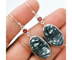 Picasso Jasper and Garnet Earrings SDE88620 E-1002, 15x23 mm