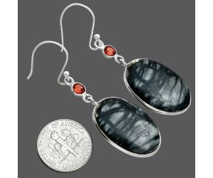 Picasso Jasper and Garnet Earrings SDE88620 E-1002, 15x23 mm