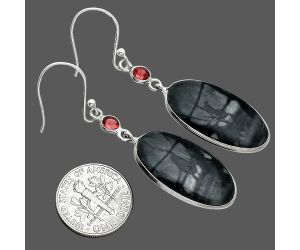 Picasso Jasper and Garnet Earrings SDE88622 E-1002, 13x26 mm