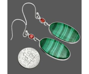 Malachite Eye and Garnet Earrings SDE88624 E-1002, 14x25 mm