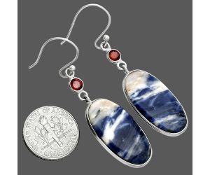 Sodalite and Garnet Earrings SDE88628 E-1002, 13x24 mm