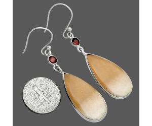 Orange Aventurine and Garnet Earrings SDE88632 E-1002, 13x27 mm