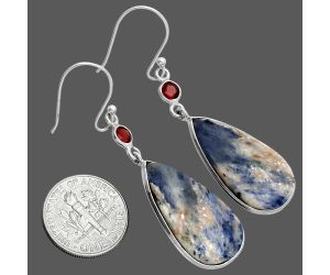 Sodalite and Garnet Earrings SDE88633 E-1002, 14x26 mm