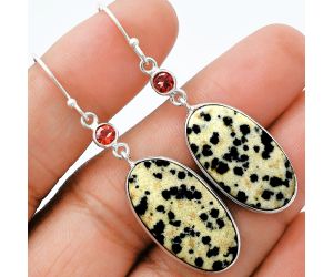 Dalmatian and Garnet Earrings SDE88636 E-1002, 14x25 mm