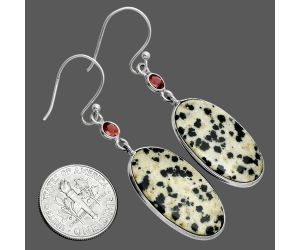 Dalmatian and Garnet Earrings SDE88636 E-1002, 14x25 mm