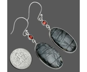 Picasso Jasper and Garnet Earrings SDE88637 E-1002, 14x25 mm