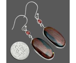 Blood Stone and Garnet Earrings SDE88640 E-1002, 12x24 mm