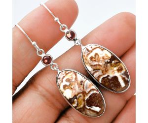 Rosetta Picture Jasper and Garnet Earrings SDE88641 E-1002, 13x24 mm