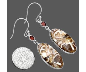 Rosetta Picture Jasper and Garnet Earrings SDE88641 E-1002, 13x24 mm