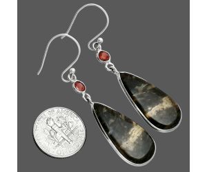 Bat Cave Jasper and Garnet Earrings SDE88643 E-1002, 12x26 mm