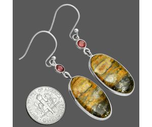 Eclipse and Garnet Earrings SDE88646 E-1002, 13x23 mm