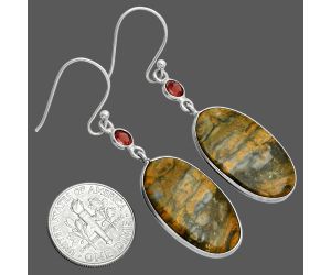 Eclipse and Garnet Earrings SDE88647 E-1002, 14x24 mm