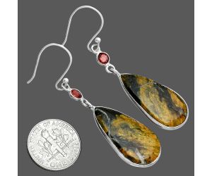 Eclipse and Garnet Earrings SDE88648 E-1002, 14x26 mm