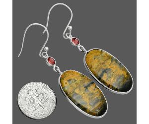 Eclipse and Garnet Earrings SDE88650 E-1002, 14x25 mm