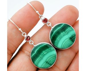 Malachite Eye and Garnet Earrings SDE88651 E-1002, 19x19 mm