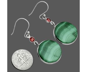 Malachite Eye and Garnet Earrings SDE88651 E-1002, 19x19 mm