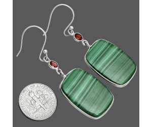 Malachite Eye and Garnet Earrings SDE88653 E-1002, 17x24 mm