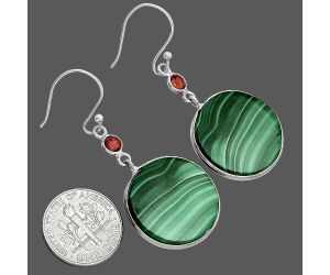 Malachite Eye and Garnet Earrings SDE88655 E-1002, 20x20 mm