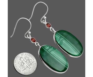 Malachite Eye and Garnet Earrings SDE88656 E-1002, 15x25 mm