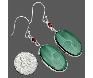 Malachite Eye and Garnet Earrings SDE88658 E-1002, 15x24 mm