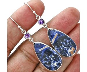 Sodalite and Amethyst Earrings SDE88663 E-1002, 14x25 mm