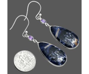 Sodalite and Amethyst Earrings SDE88663 E-1002, 14x25 mm