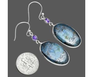 Shattuckite and Amethyst Earrings SDE88666 E-1002, 15x24 mm