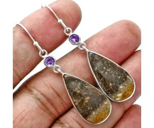 Bat Cave Jasper and Amethyst Earrings SDE88667 E-1002, 12x23 mm