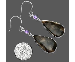 Bat Cave Jasper and Amethyst Earrings SDE88668 E-1002, 14x25 mm