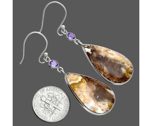 Rosetta Picture Jasper and Amethyst Earrings SDE88675 E-1002, 15x26 mm