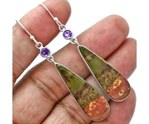 Australian Imperial Jasper and Amethyst Earrings SDE88677 E-1002, 11x33 mm