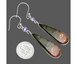 Australian Imperial Jasper and Amethyst Earrings SDE88677 E-1002, 11x33 mm