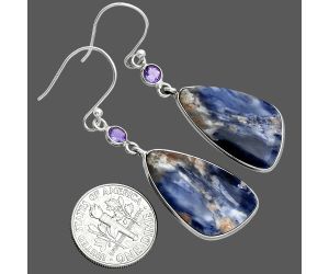 Sodalite and Amethyst Earrings SDE88679 E-1002, 14x25 mm