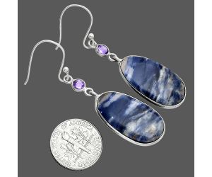 Sodalite and Amethyst Earrings SDE88680 E-1002, 13x24 mm