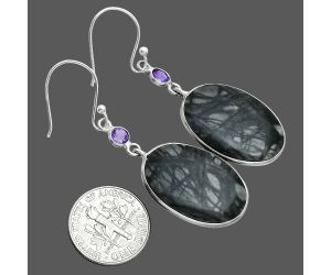 Picasso Jasper and Amethyst Earrings SDE88683 E-1002, 15x23 mm