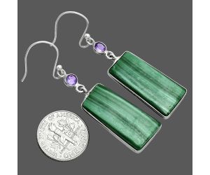 Malachite Eye and Amethyst Earrings SDE88698 E-1002, 13x26 mm