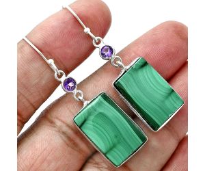 Malachite Eye and Amethyst Earrings SDE88708 E-1002, 13x19 mm