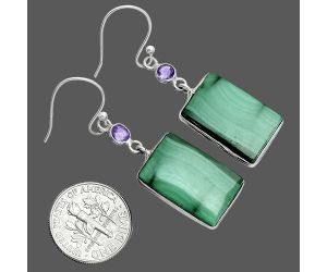 Malachite Eye and Amethyst Earrings SDE88708 E-1002, 13x19 mm