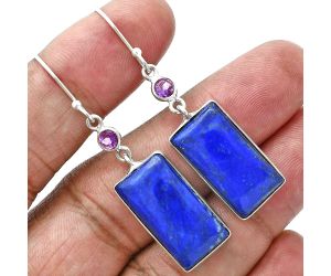 Lapis Lazuli and Amethyst Earrings SDE88711 E-1002, 11x21 mm