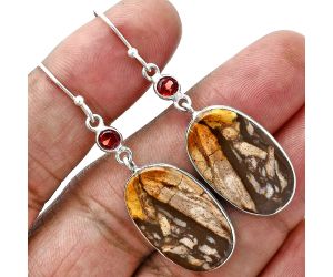 Outback Jasper and Garnet Earrings SDE88715 E-1002, 14x23 mm