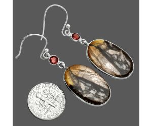 Outback Jasper and Garnet Earrings SDE88715 E-1002, 14x23 mm