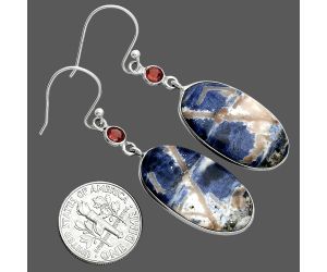 Orange Sodalite and Garnet Earrings SDE88716 E-1002, 14x25 mm