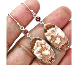 Rosetta Picture Jasper and Garnet Earrings SDE88718 E-1002, 14x26 mm