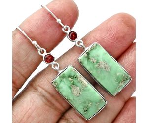 Utah Variscite and Garnet Earrings SDE88719 E-1002, 11x22 mm